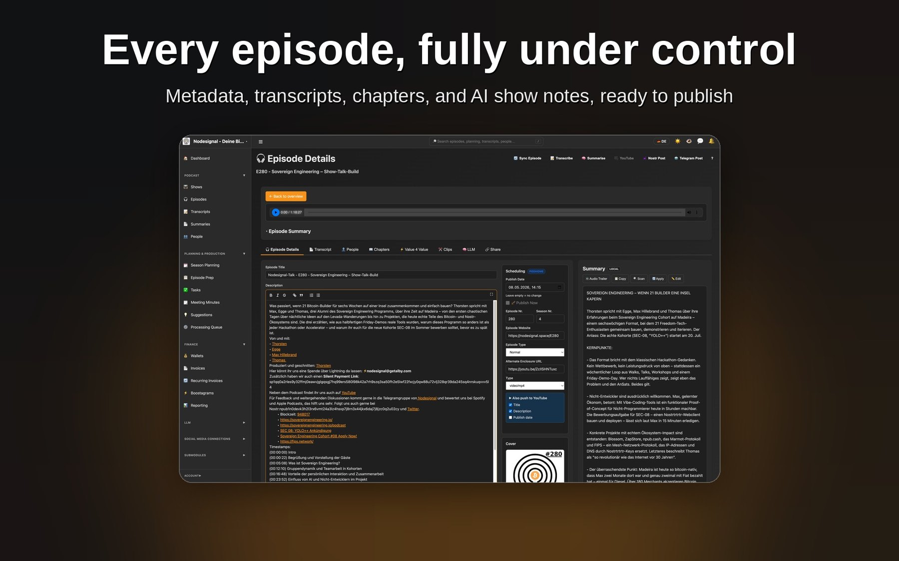 Episode detail view in Sovereigncast